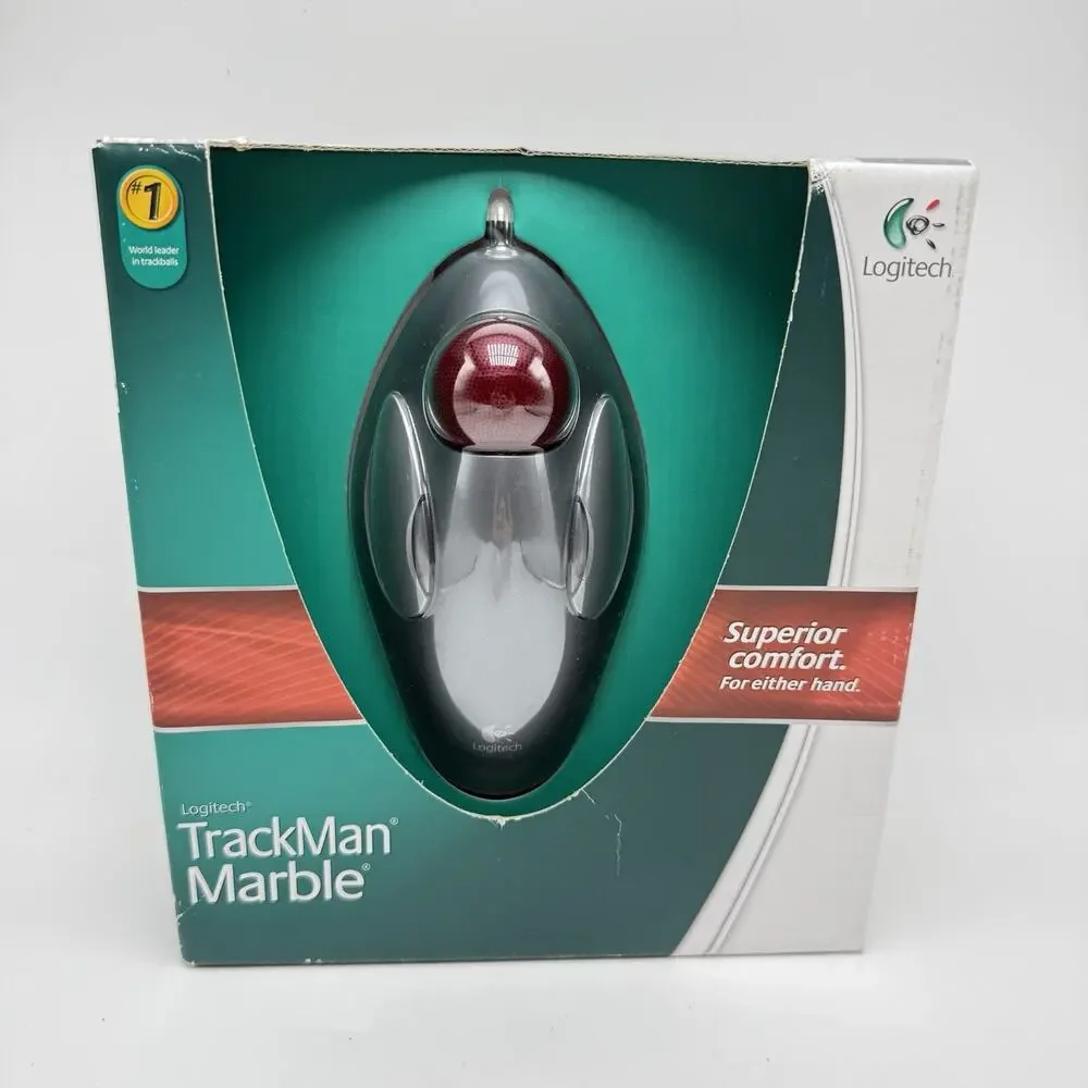 Logitech TrackMan Marble Trackball Mouse 910-000806 Wired USB PS/2 New Sealed
